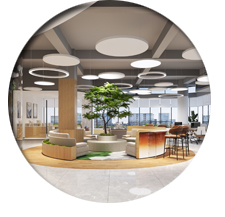 整體風格是按照時尚簡約風格來設計的，但是在這里面加入了原木的一些元素，讓整個空間有著清新自然的氛圍，同時圓弧動線的加入也讓空間的整體觀感得到一個很大的提升。特別是在休閑區(qū)這一個區(qū)域，能夠很好的將休閑的元素發(fā)揮出來，在這個空間中顯得尤為突出。在天花區(qū)域，設計團隊采用的是工業(yè)風來打造，但在這個空間加入圓形吊燈和圓形的裝飾物，讓天花區(qū)域看起來更加有特色